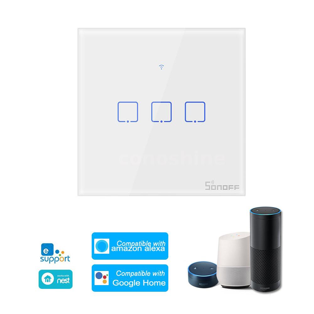SONOFF T0EU3C Serie TX EU - Interruptor de pared WiFi de 3 canales