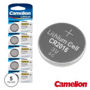 PILHA LITHIUM BOTÃO CR2016 3V 75MA 5X BLISTER CAMELION