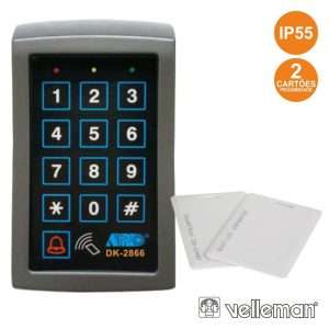LEITOR CONTROLO ACESSO C/ TECLADO E 2 CARTÕES IP55 VELLEMAN