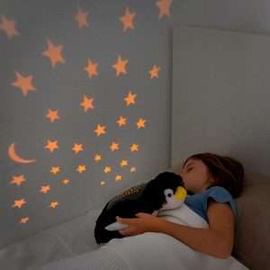 Peluche Projetor LED Pinguim 3 Cores E Efeitos A Pilhas