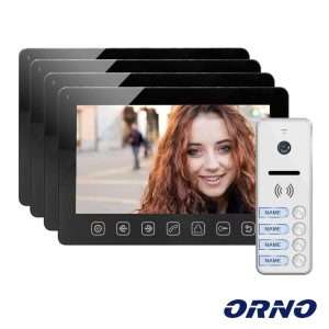 Vídeo Porteiro C/ 4 Lcd 7" Cores LEDS Preto ORNO