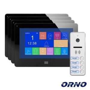 Vídeo Porteiro C/ 4 Lcd 7" Cores LEDS Preto ORNO