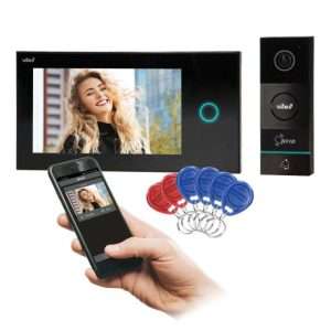 Vídeo Porteiro C/ LCD 7" Cores RFID Preto WIFI VIBELL