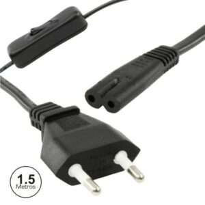 Cabo Alimenta??o AC Plano / Tipo 8 IEC C7 C/ Interruptor1.5m