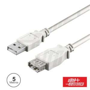 CABO USB-A 2.0 MACHO / USB-A F?MEA 5M BRANCO POLYBAG