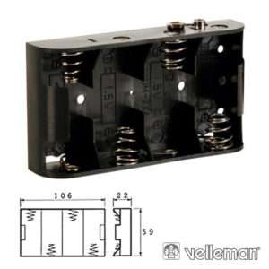 SUPORTE P/ 4 PILHAS C C/ TERMINAIS SNAP VELLEMAN