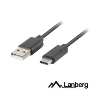 Cabo USB-A 2.0 Macho / USB-C Macho 0.5m Preto LANBERG