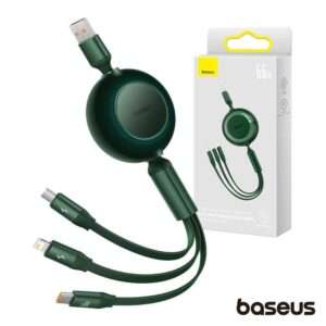 Cabo USB-A Macho p/ Lightning/USB-C PD/MicroUSB 66W BASEUS