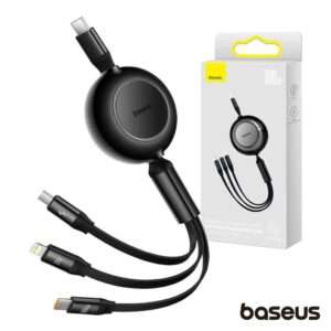 Cabo USB-A Macho p/ Lightning/USB-C PD/MicroUSB 100W BASEUS