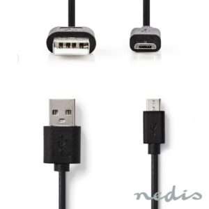 Cabo USB-A 2.0 Macho / Micro USB-B 5M Preto NEDIS
