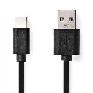Cabo USB-A 2.0 Macho / USB-C Macho 2m Preto