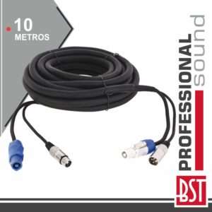 CABO DMX XLR 3P MACHO / XLR 3P F?MEA + POWERCON 10M BST