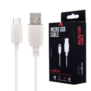 Cabo USB-A 2.0 2A Macho / Micro USB-B Branco 3m