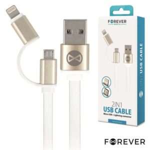CABO USB-A 2.0 MACHO / MICRO USB-B E APPLE 8P 1M BRANCO
