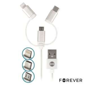 CABO USB-A 2.0 MACHO / MICRO USB-B USB-C E APPLE 8P 1M PRETO