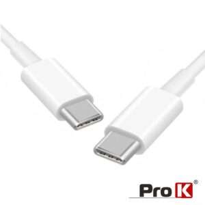 Cabo USB-C 2.0 Macho / USB-C Macho 1M Branco PROK