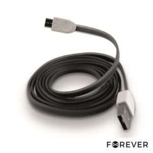 CABO FLAT USB-A 2.0 MACHO / MICRO USB-B PRETO 1M FOREVER