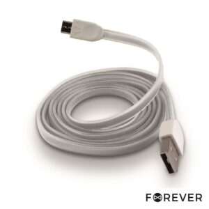 CABO FLAT USB-A 2.0 MACHO / MICRO USB-B BRANCO 1M FOREVER