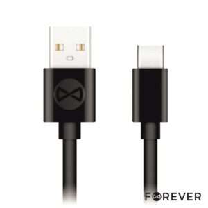 Cabo USB-A 2.0 3A Macho / USB-C Preto 1m FOREVER