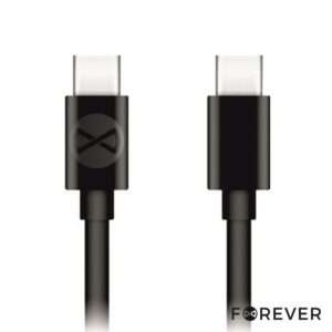 Cabo USB-C Macho / USB-C Preto PD 3A 1m FOREVER