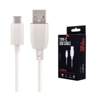 Cabo USB-A 2.0 2A Macho / USB-C Branco 3m