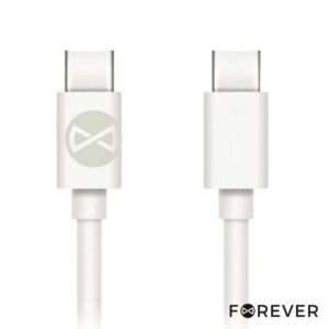 Cabo USB-C Macho / USB-C Branco PD 3A 1m FOREVER