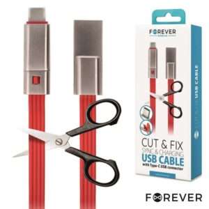 Cabo USB-A 2.0 Macho / USB-C Vermelho 1.5M Corte ? Medida