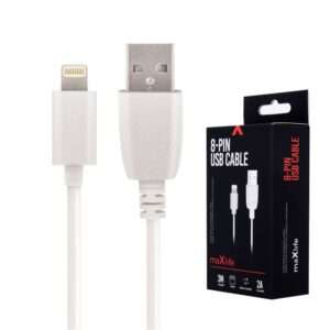 Cabo USB-A 2.0 2A Macho / iPhone 8P Branco 3m