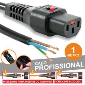 CABO ALIMENTA??O PROF. IEC C13 F?MEA 1M PRETO