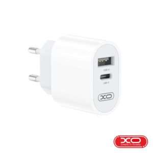 Alimentador 1x USB-A / 1x USB-C 2.4A Branco XO