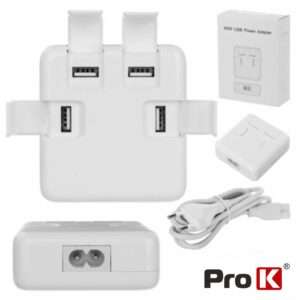 ALIMENTADOR COMPACTO COMUTADO 4 USB 5V 8A BRANCO PROK