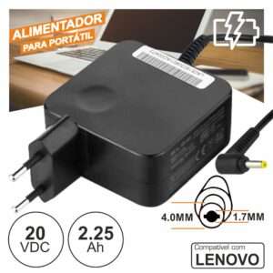 ALIMENTADOR P/ LENOVO 20V 2.25A 45W 4.0X1.7MM