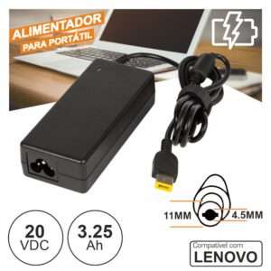 Alimentador P/ Lenovo 20V 3.25A 65W 11x4.5mm
