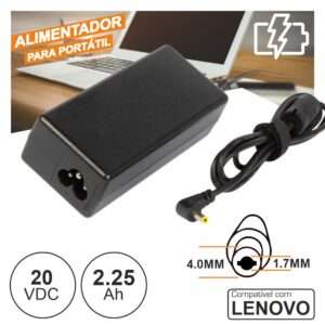 Alimentador P/ Lenovo 20V 2.25A 45W 4.0x1.7mm