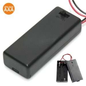 SUPORTE P/ 2 PILHAS AAA C/ TAMPA E INTERRUPTOR