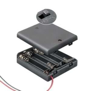 Suporte P/ 4 Pilhas AAA C/ Tampa E Interruptor