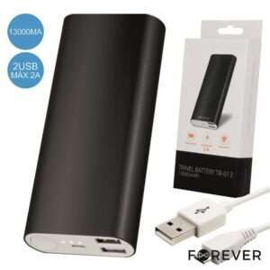 POWERBANK 13000MA C/ FICHA MICRO USB 2USB PRETO