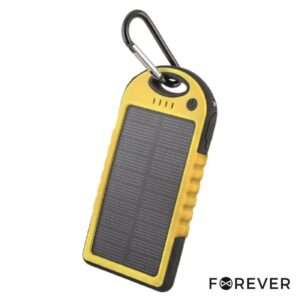 POWERBANK 5000MA AMARELO C/ PAINEL SOLAR E 2 USB