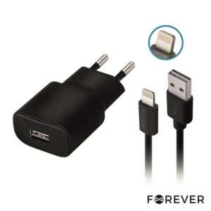 ALIMENTADOR COMUTADO + CABO LIGHTNING USB TIPO A FOREVER