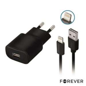ALIMENTADOR COMUTADO + CABO USB LIGHTNING TIPO A FOREVER