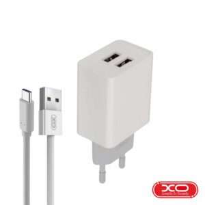 Alimentador 2x USB-A 5V 2.4A + Cabo USB-A P/ USB-C XO