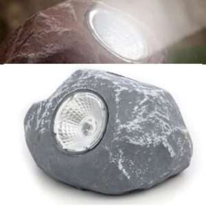 PEDRA DECORATIVA C/ LUZ SOLAR E BATERIA 15CM