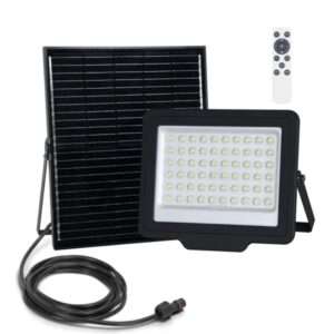 Foco LED C/ Painel Solar 200W 6500K 2000lm IP65 Preto