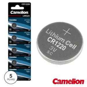 PILHA LITHIUM BOTÃO CR1220 3V 38MA 5X BLISTER CAMELION