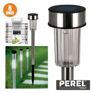 CANDEEIRO EXTERIOR SOLAR 1 LED JARDIM 8X PEREL