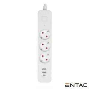 Extens?o El?trica 3x Schuko +3 USB C/ Interruptor 1.5m ENTAC