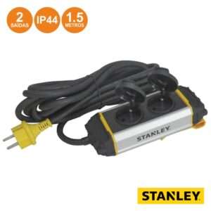 TOMADA EL?TRICA C/ 2 SA?DAS E SUPORTE 1.5M IP44 STANLEY