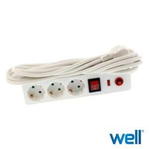 Tomada El?trica C/ 3 Sa?das Interruptor Picos 3x1.5 3M WELL