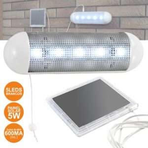 LANTERNA 5 LEDS COM PAINEL SOLAR E BATERIA