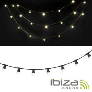 GRINALDA DE 20 L?MPADAS E27 LED BRANCO QUENTE IP44 10M IBIZA